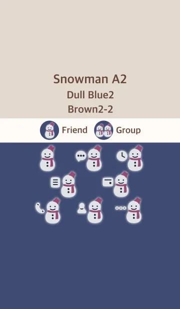 [LINE着せ替え] 雪だるまA2 ダルブルー2 ブラウン2-2の画像1