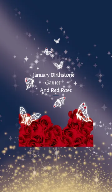 [LINE着せ替え] ベージュとネイビー : 1月のガーネットと蝶の画像1