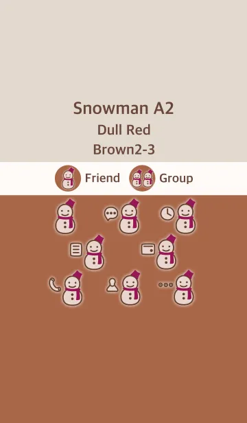 [LINE着せ替え] 雪だるまA2 ダルレッド ブラウン2-3の画像1