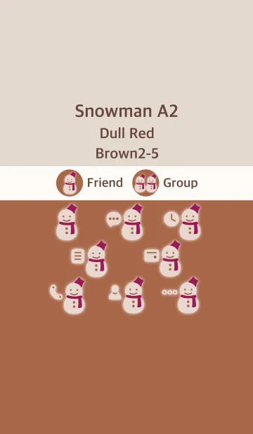 [LINE着せ替え] 雪だるまA2 ダルレッド ブラウン2-5の画像1