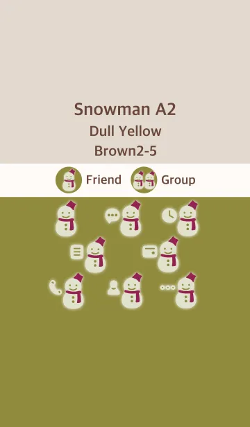 [LINE着せ替え] 雪だるまA2 ダルイエロー ブラウン2-5の画像1