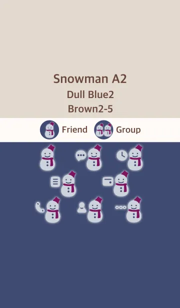 [LINE着せ替え] 雪だるまA2 ダルブルー2 ブラウン2-5の画像1