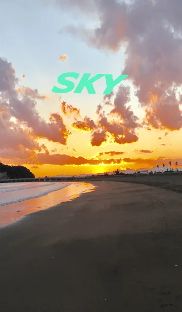 [LINE着せ替え] Sky9 夕日の浜べの画像1
