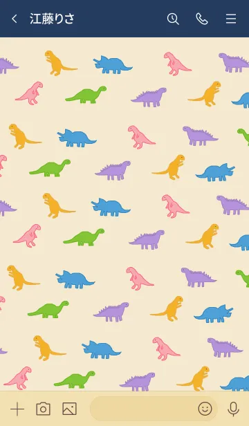 [LINE着せ替え] カラフル恐竜 / navy beigeの画像3