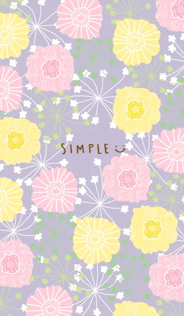 [LINE着せ替え] 北欧風お花パープル スマイル2の画像1