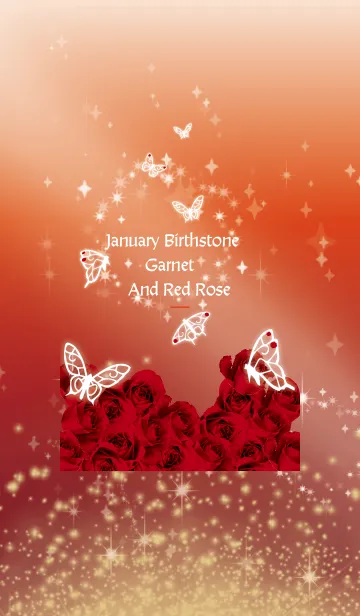 [LINE着せ替え] 赤 : 1月のガーネットと蝶の画像1