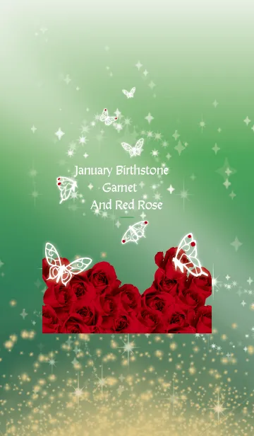 [LINE着せ替え] 緑 : 1月のガーネットと蝶の画像1