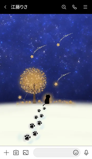 [LINE着せ替え] 流れ星の積もる木と猫の画像3