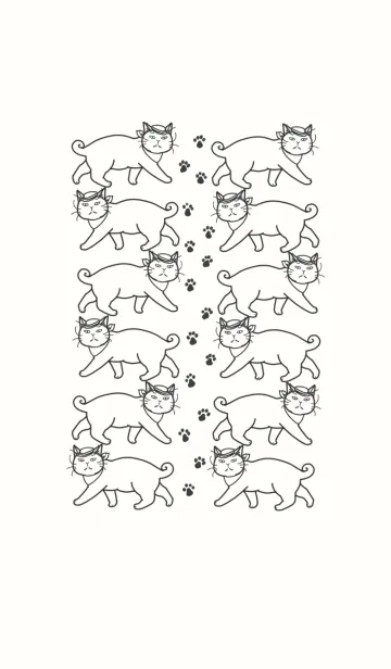 [LINE着せ替え] 福猫・大吉 モノトーンの画像1