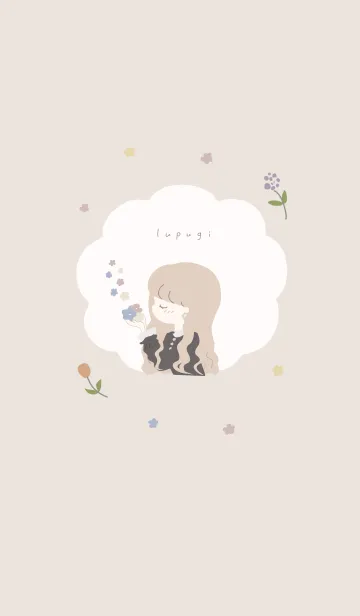 [LINE着せ替え] beige / お花と、女の子の画像1