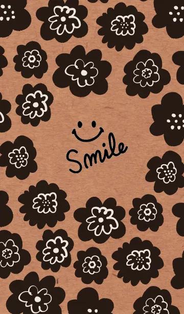 [LINE着せ替え] クラフト紙黒いお花柄スマイル7の画像1