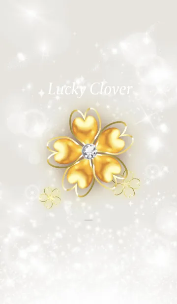 [LINE着せ替え] カーキ : 幸運を呼ぶゴールド四葉の画像1