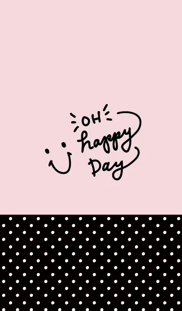 [LINE着せ替え] ピンク黑水玉スマイル9の画像1