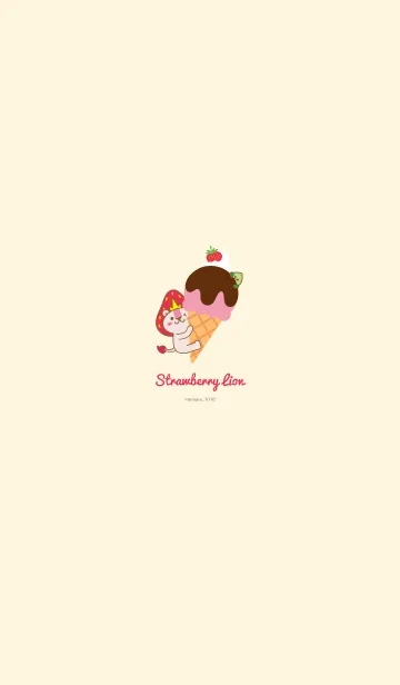 [LINE着せ替え] Strawberry Lion: Strawberry ice creamの画像1