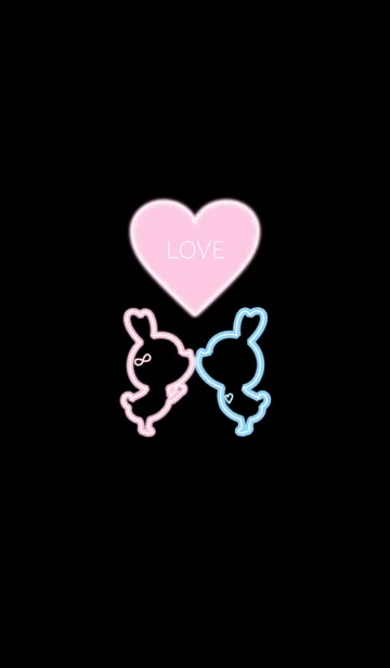 [LINE着せ替え] Neon rabbit and heart.の画像1