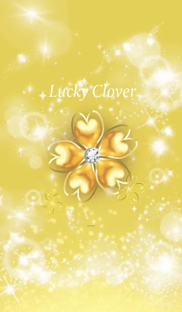 [LINE着せ替え] 黄色 : 幸運を呼ぶゴールド四葉の画像1