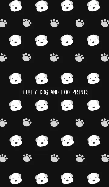 [LINE着せ替え] もこもこ犬と足跡の着せかえ ブラックの画像1