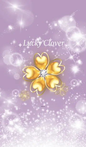 [LINE着せ替え] 紫 : 幸運を呼ぶゴールド四葉の画像1