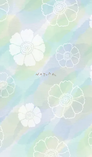 [LINE着せ替え] 花 水彩 ブルー5の画像1