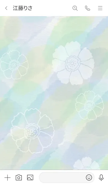 [LINE着せ替え] 花 水彩 ブルー5の画像3