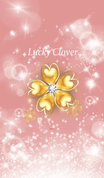 [LINE着せ替え] 赤 : 幸運を呼ぶゴールド四葉の画像1