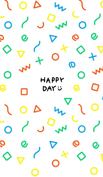 [LINE着せ替え] カラフル図形 白5の画像1