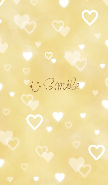 [LINE着せ替え] スマイルベージュ-ハートたくさん26-の画像1