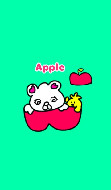 [LINE着せ替え] くまピとぴょ丸5 りんごの画像1