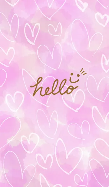 [LINE着せ替え] 水彩ピンク白ハートスマイル28の画像1