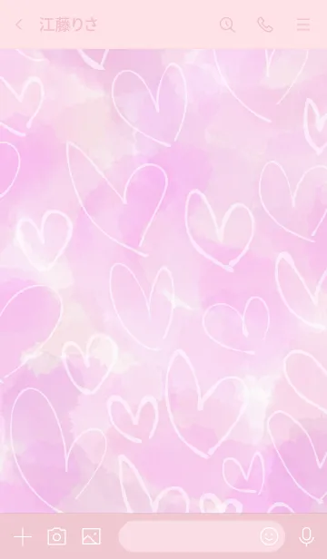 [LINE着せ替え] 水彩ピンク白ハートスマイル28の画像3