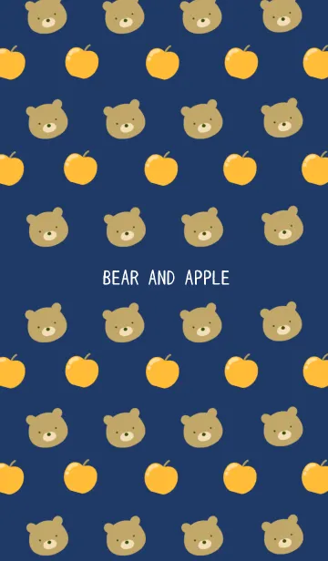 [LINE着せ替え] くまとりんごの着せかえ ネイビーブルーの画像1