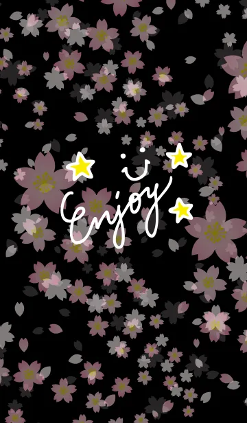 [LINE着せ替え] スマイル桜-黒背景2-の画像1