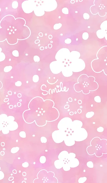 [LINE着せ替え] 手書きお花水彩ピンク6の画像1