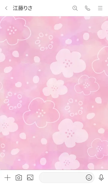 [LINE着せ替え] 手書きお花水彩ピンク6の画像3