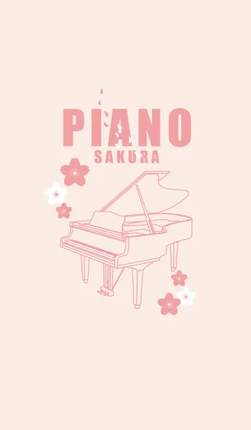 [LINE着せ替え] ピアノと桜の春のシンプルなきせかえの画像1