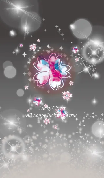 [LINE着せ替え] グレー : 幸運のピンクゴールド四葉の画像1