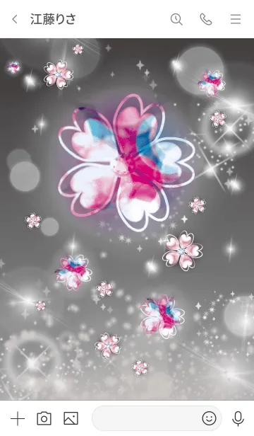 [LINE着せ替え] グレー : 幸運のピンクゴールド四葉の画像3