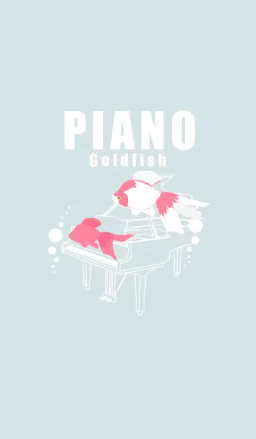 [LINE着せ替え] ピアノと金魚の夏のシンプルなきせかえの画像1