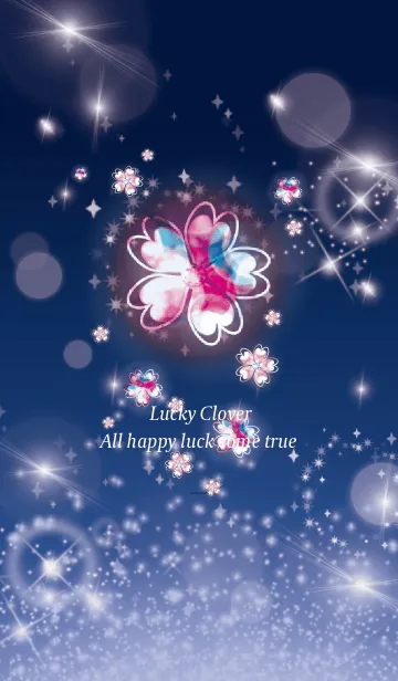 [LINE着せ替え] ネイビー : 幸運のピンクゴールド四葉の画像1