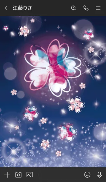 [LINE着せ替え] ネイビー : 幸運のピンクゴールド四葉の画像3