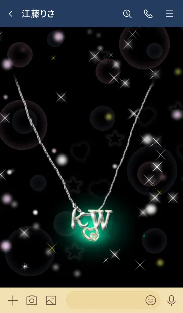 [LINE着せ替え] イニシャル K&W（ブラック2）の画像3