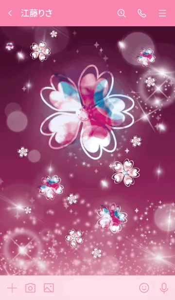 [LINE着せ替え] ピンク : 幸運のピンクゴールド四葉の画像3