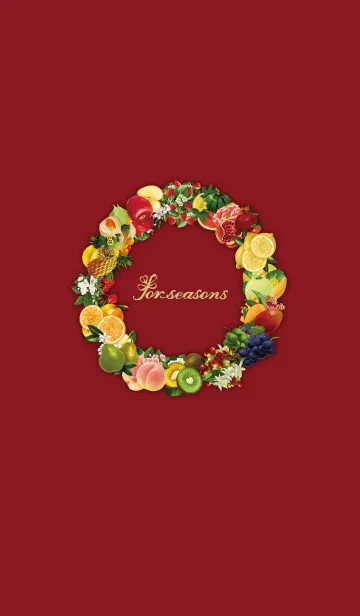 [LINE着せ替え] forseasons／季節のフルーツ 赤×ベージュの画像1