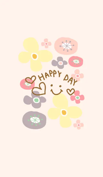 [LINE着せ替え] 北欧風お花ピンク-スマイル22-の画像1