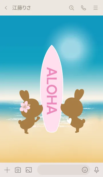 [LINE着せ替え] rabbits and surfboard ALOHA 2.の画像3