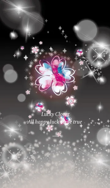 [LINE着せ替え] ブラック : 幸運のピンクゴールド四葉の画像1