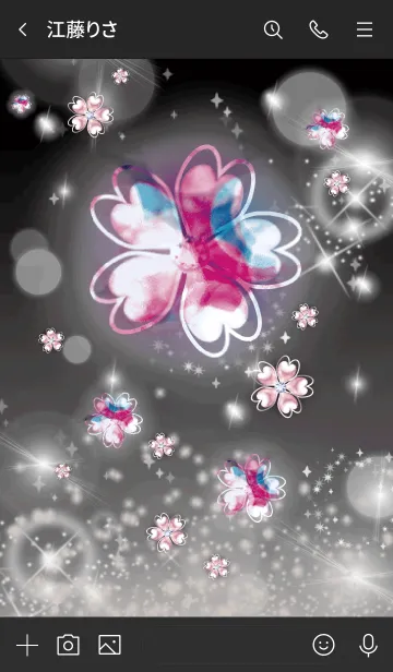 [LINE着せ替え] ブラック : 幸運のピンクゴールド四葉の画像3