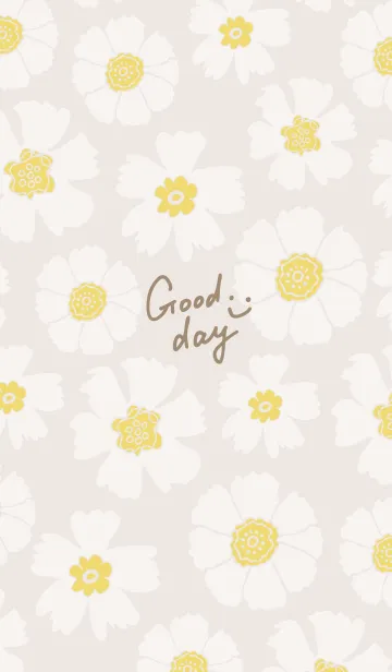 [LINE着せ替え] 白い花たくさん ベージュ2の画像1