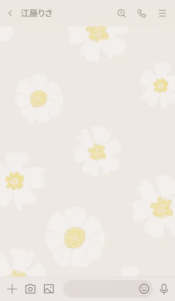 [LINE着せ替え] 白い花たくさん ベージュ2の画像3