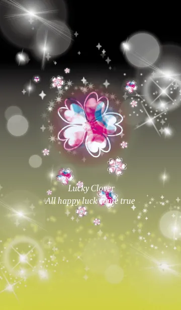 [LINE着せ替え] 黒と黄色 : 幸運のピンクゴールド四葉の画像1